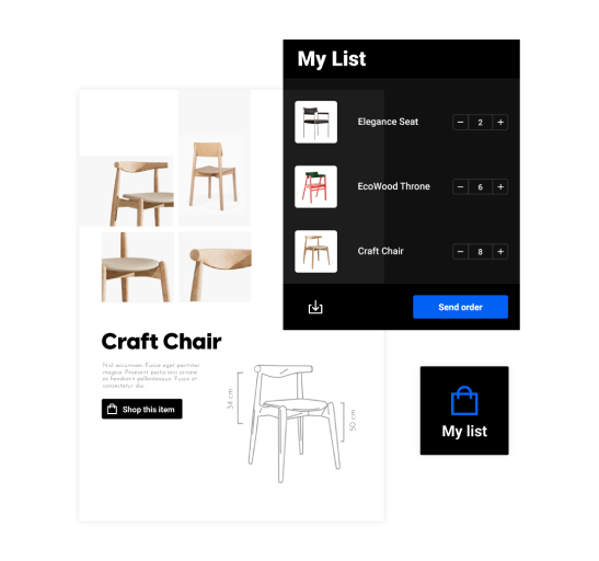 Shopping list integration in flippable catalogs